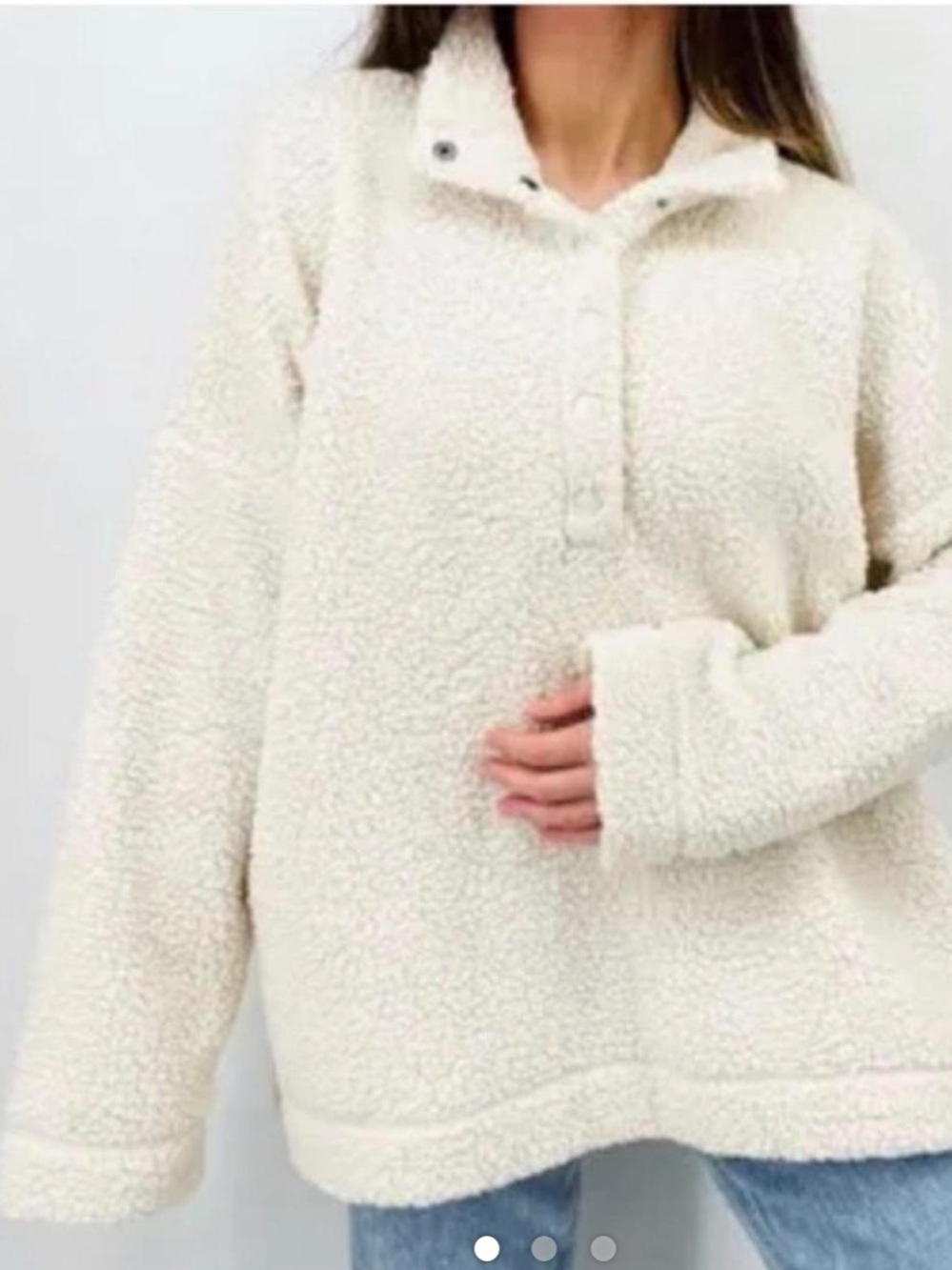 Aerie Cloud Sherpa Fleece Quarter-Snap Pullover - Cream Size SP
